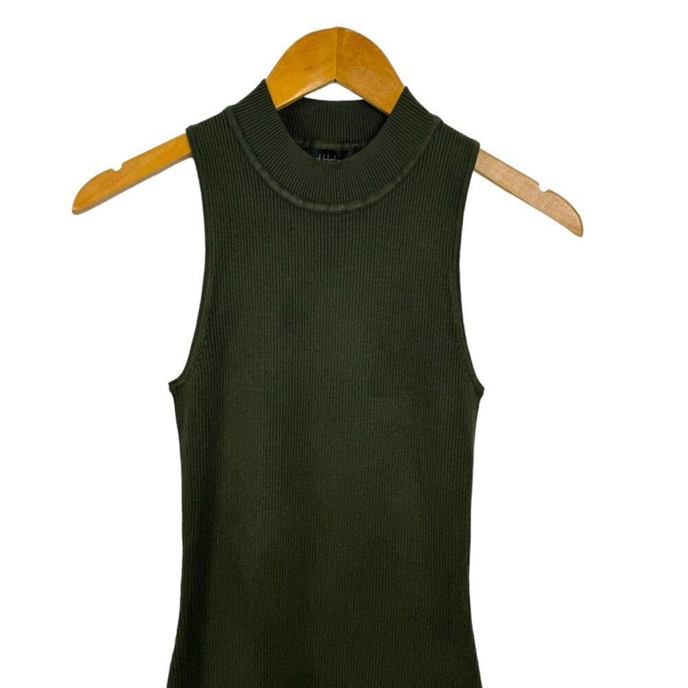 House of Harlow 1960 Sleeveless Mock Neck Ribbed Midi Dress Forest Green Small - Picture 3 of 16
